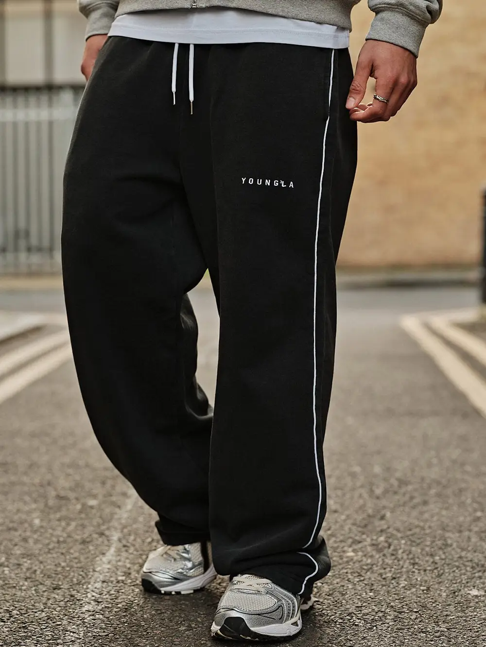 Youngla American-Style Embroidered Letter Logo Loose Pants Unisex Cotton Straight-Leg Sweatpants Running Basketball Pants