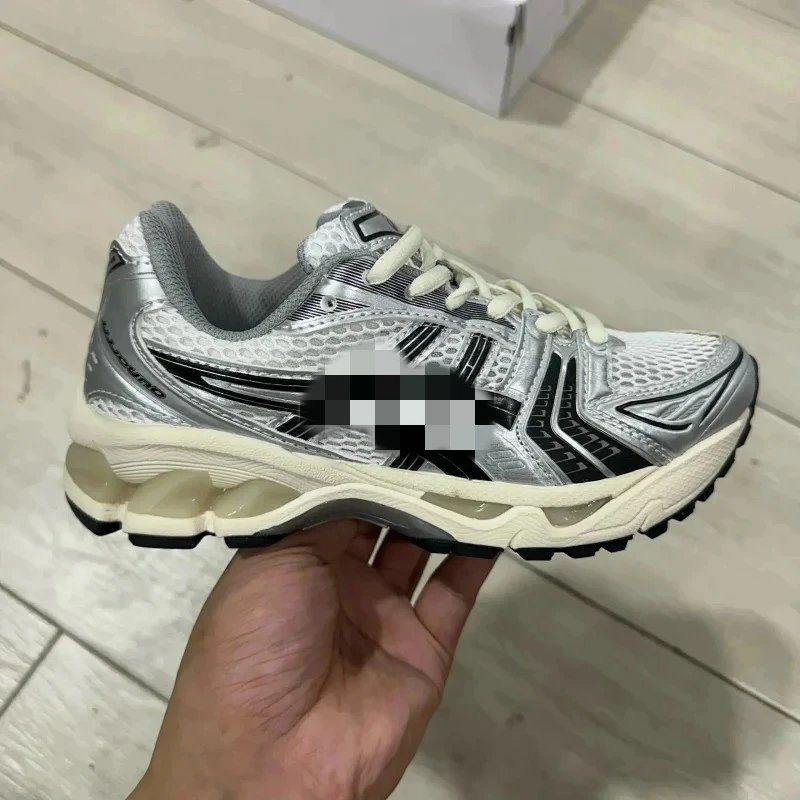 PB K 14 舒适时尚织物合成革减震防滑耐磨透气轻便低帮跑步鞋男女同款银黑 灰黑 白黑银 银蓝 银白 黑色 黑白银 黑黄银美式慢跑鞋