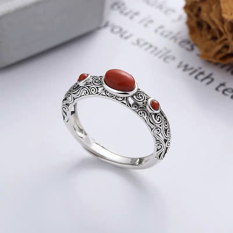 Yanyu new retro national style literary and artistic style ring Joker national style auspicious cloud pattern ring girls factory direct sales