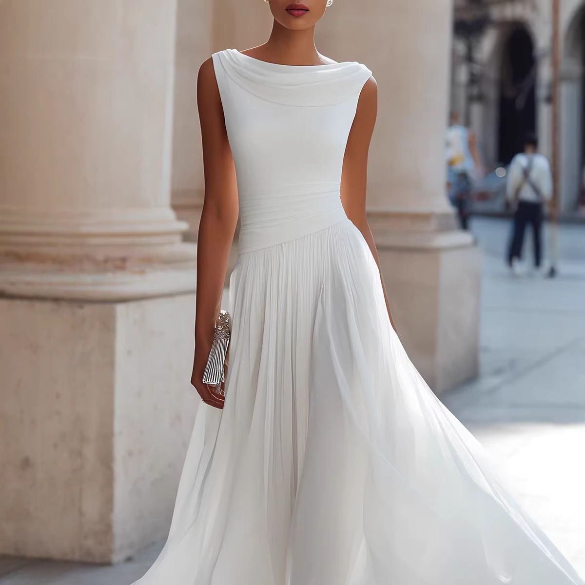 2026 Amazon Cross-Border Foreign Trade Amazon Independent Site Holiday Elegant Party Swing-Neck Dress