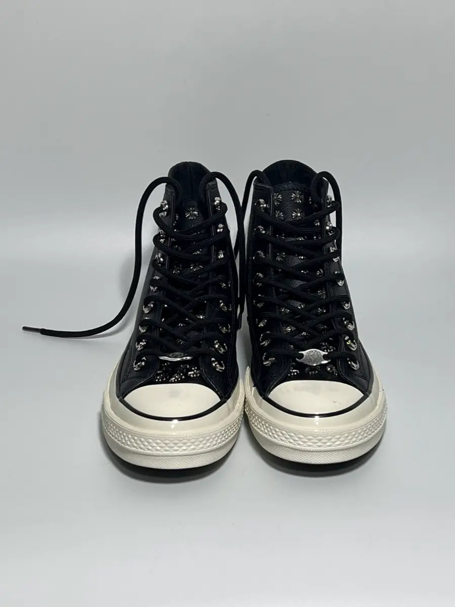 Remake Custom Cross Buckle Eyelet Buckle Black Leather High-Top Shoes Versatile and Comfortable Unisex Style