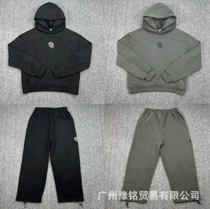 美式潮牌Mertra拼接刺绣加绒宽松秋冬男女休闲连帽卫衣卫裤套装