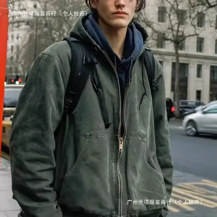 Autumn and Winter Heavy Independent J130 Washed Old Hooded Jacket vintage American Retro Jacket for Men and Women