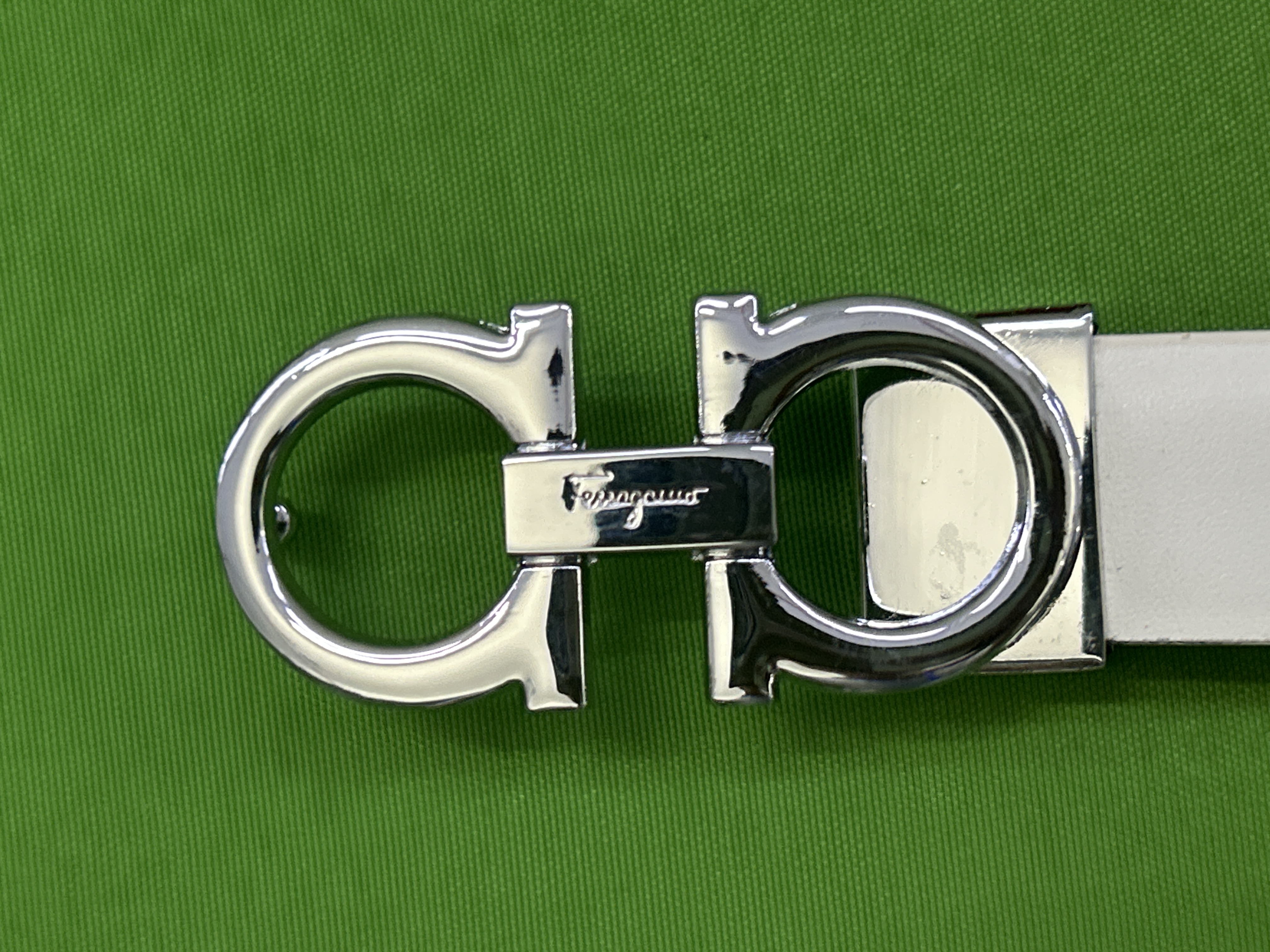Salvatore Ferragamo Gancini Belt White