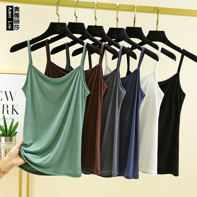 Modal Camisole Women's Short Slim-fit Slim-fit plus size Top Spring and Summer Black Base Shirt for Students
