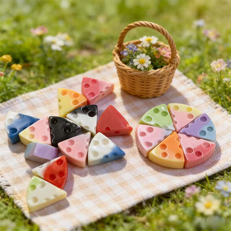 Simulated Food Toy Colorful Triangular Cheese Cake DIY Handmade Children's Toy Resin Ornament 3D Miniature Decoration