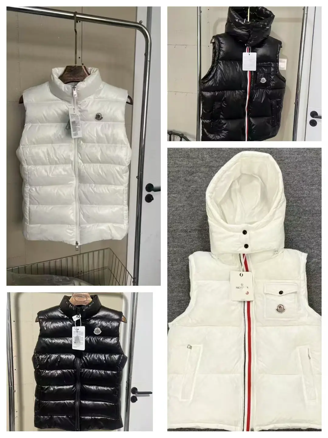 M Brand Autumn and Winter New Maya Color Striped Unisex Detachable Hood Thickened Cotton Warm Sleeveless Stand Collar Vest