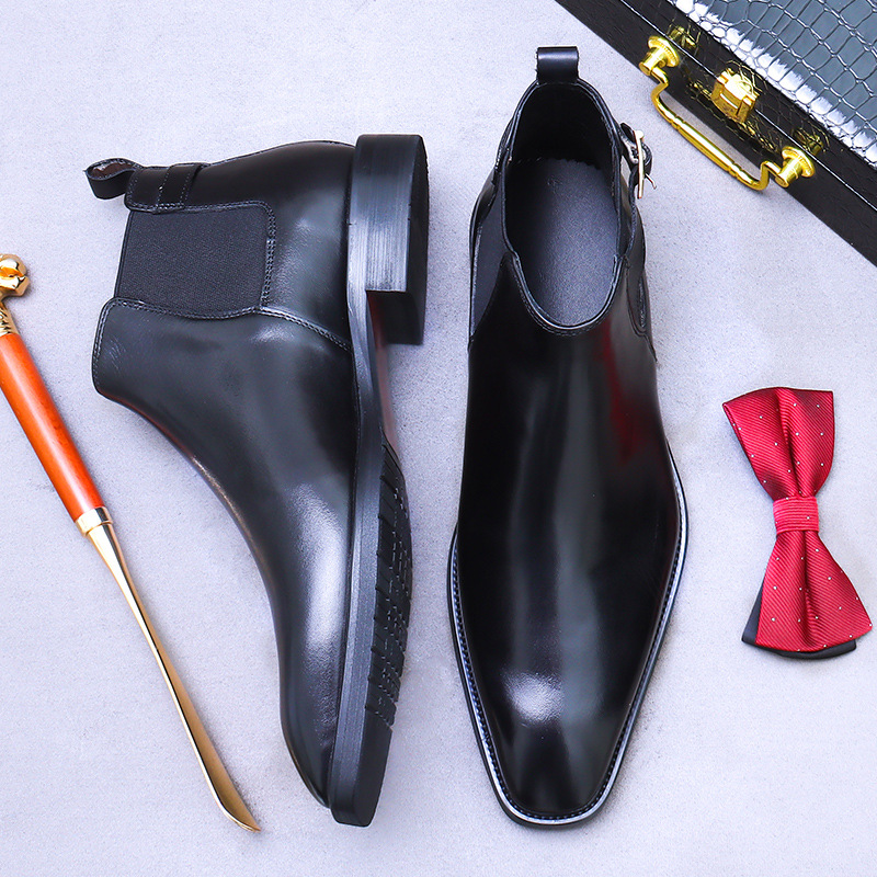 [Big Sale] Business British Genuine Leather High Top Martin Boots Men's Leather Shoes First Layer Cowhide Leather Boots Men's Chelsea Boots Men