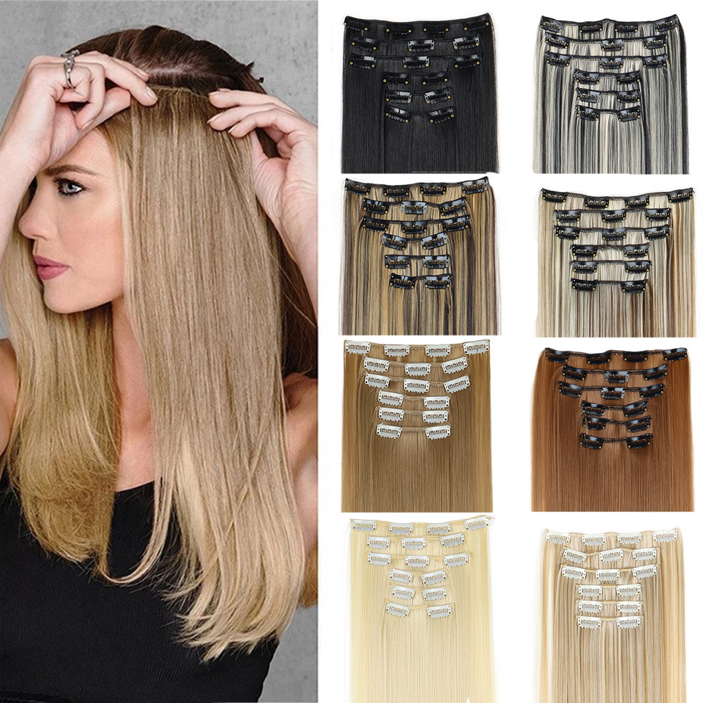 Wig hair patch 6-piece set card hair straight European and American wig 16 card large in stock Straight Wig