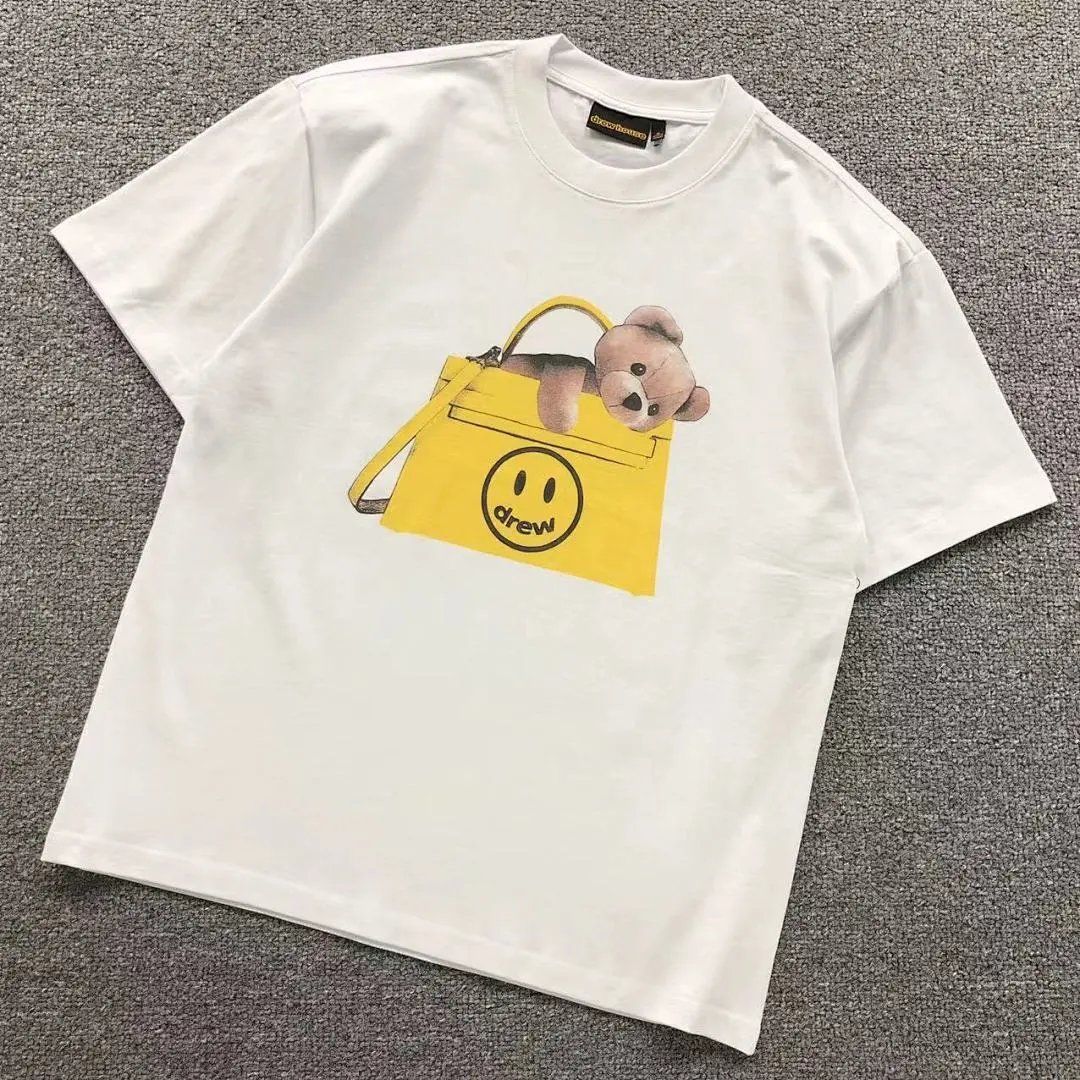 drew house White T-shirt with Teddy Bear and Smiley Bag