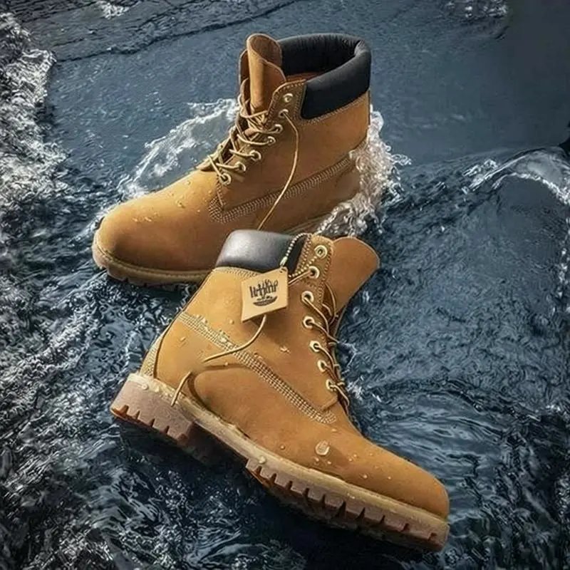 Fashion * genuine leather high-top yellow boots and Martin boots