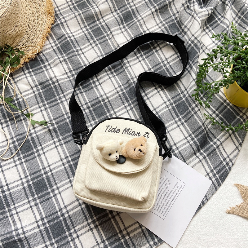 Korean Style Canvas Bag Women's Crossbody Bag Small Bag Cute Student Backpack 2021 New Trendy Student Harajuku Shoulder Bag