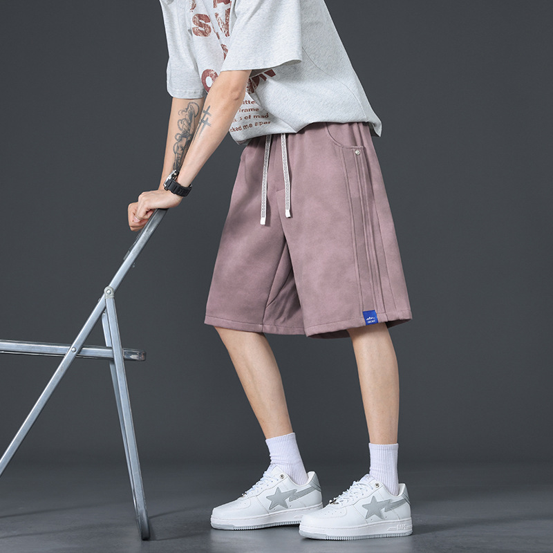 2026 Men's Work Shorts Summer New Loose Solid Color Thin Casual Five-Point Shorts American High Street Fashion Brand
