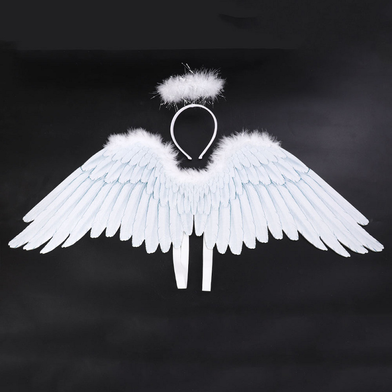 Halloween Angel Wings Feather Non-woven Wings Festival Stage Show Dress Up Props Hair Band suit