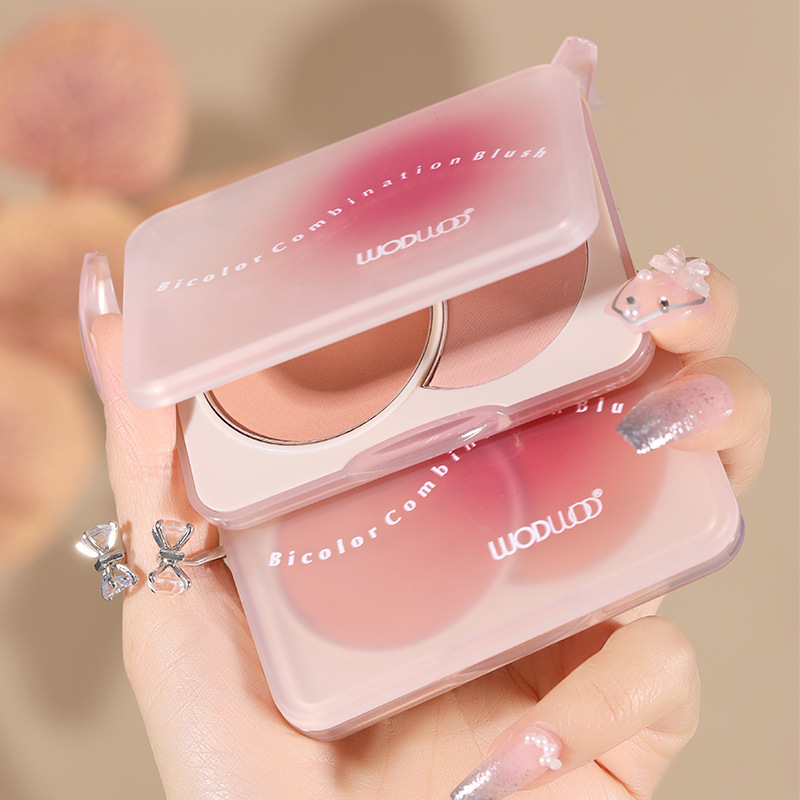 WODWOD Two-color Blush Finishing Powder Cake Natural Three-dimensional Highlight Finishing Plate Nose Shadow Brightening Finishing Powder Beginners