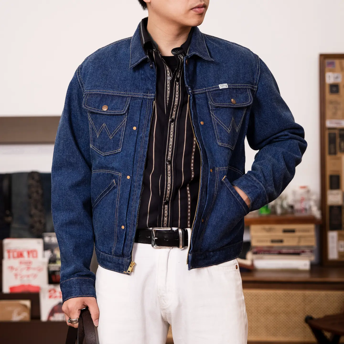 Red Wind Washed Denim Outwear Men's Fall and winter Raw Cow 14oz American retro jacket 24Mjz Denim Clothing 60S