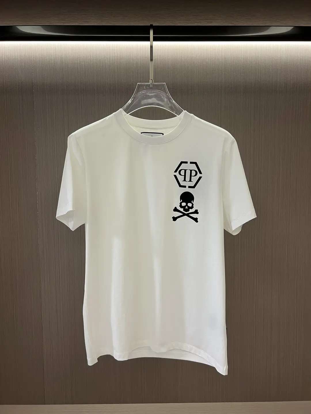 Summer New Arrival Fashion Brand Short Sleeve T-shirt Pp Skull Three-Dimensional Offset Print Slim Fit Inner Wear Mercerized Cotton Base Tops Men