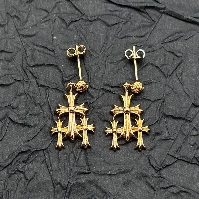 Aeteey Niche Cross Stud Earrings Pure Silver Needle Earrings for Men and Women New Popular Style High-End Exaggerated