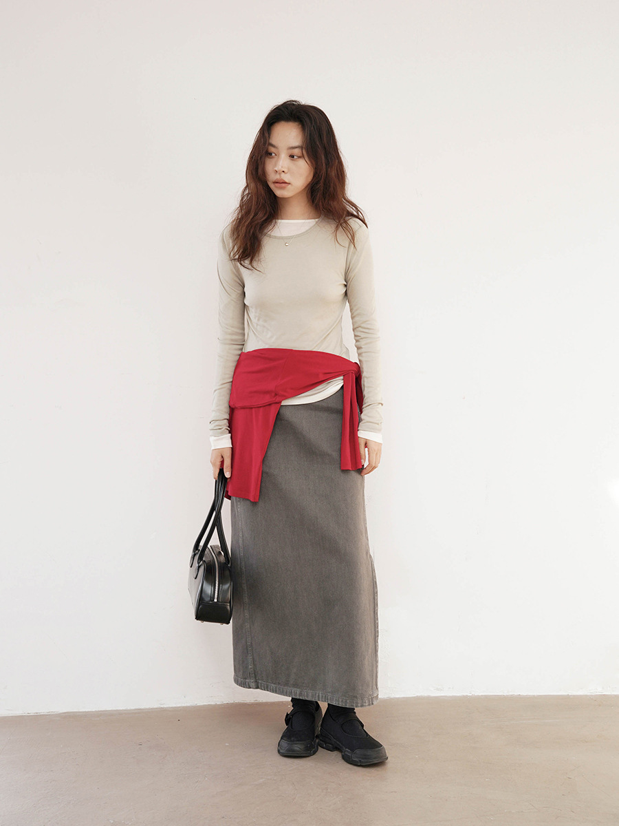 Love and Nancy Guangzhou Thirteen Lines Summer Original New Washed Cotton Retro Lazy Half-Length Denim Skirt 2169