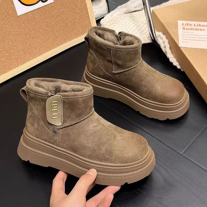 Snow Boots Cotton Shoes 2026 Winter New Versatile Thick-Soled Anti-Slip Women's Snow Boots Short Boots