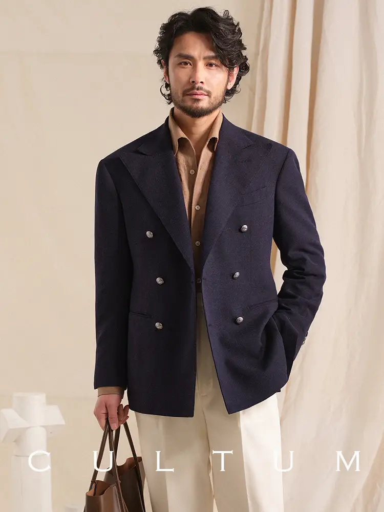 [Gentleman Armor Strong Twist Fabric] Cultum Linen Blended Breathable Blazer Double Breasted Suit for Men