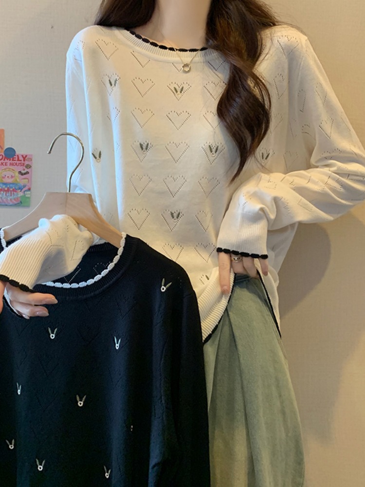 plus size Women's chubby girl Belly Covering Sweater Base Shirt Early Autumn and Winter Western-style Slim Sweater Top