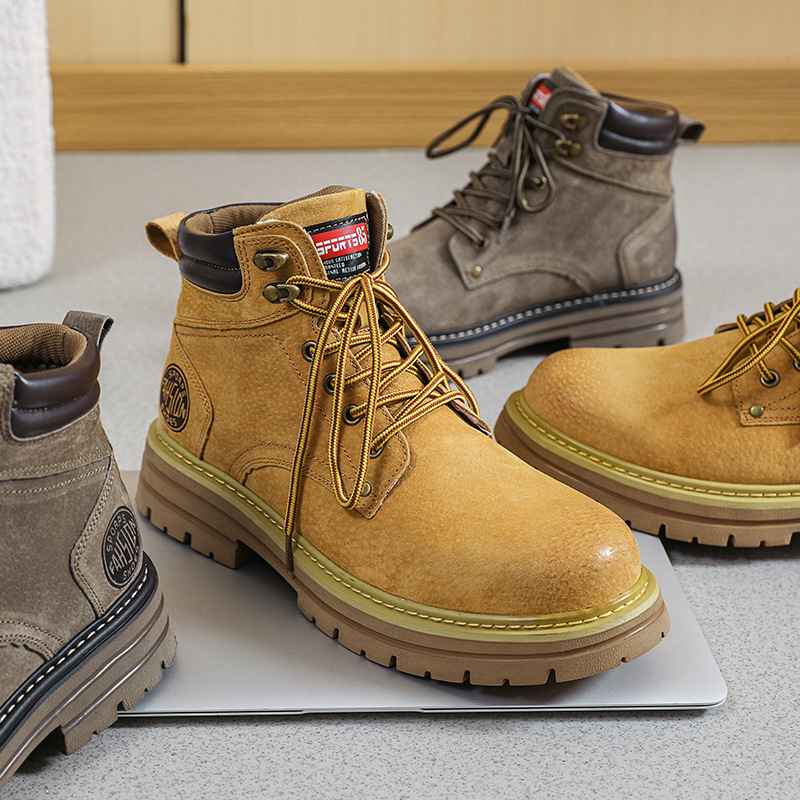 Martin Boots Thick-soled Height-increasing Lovers Outdoor Tooling Leather Boots British Fashion Street Retro Mid-top Trendy Shoes