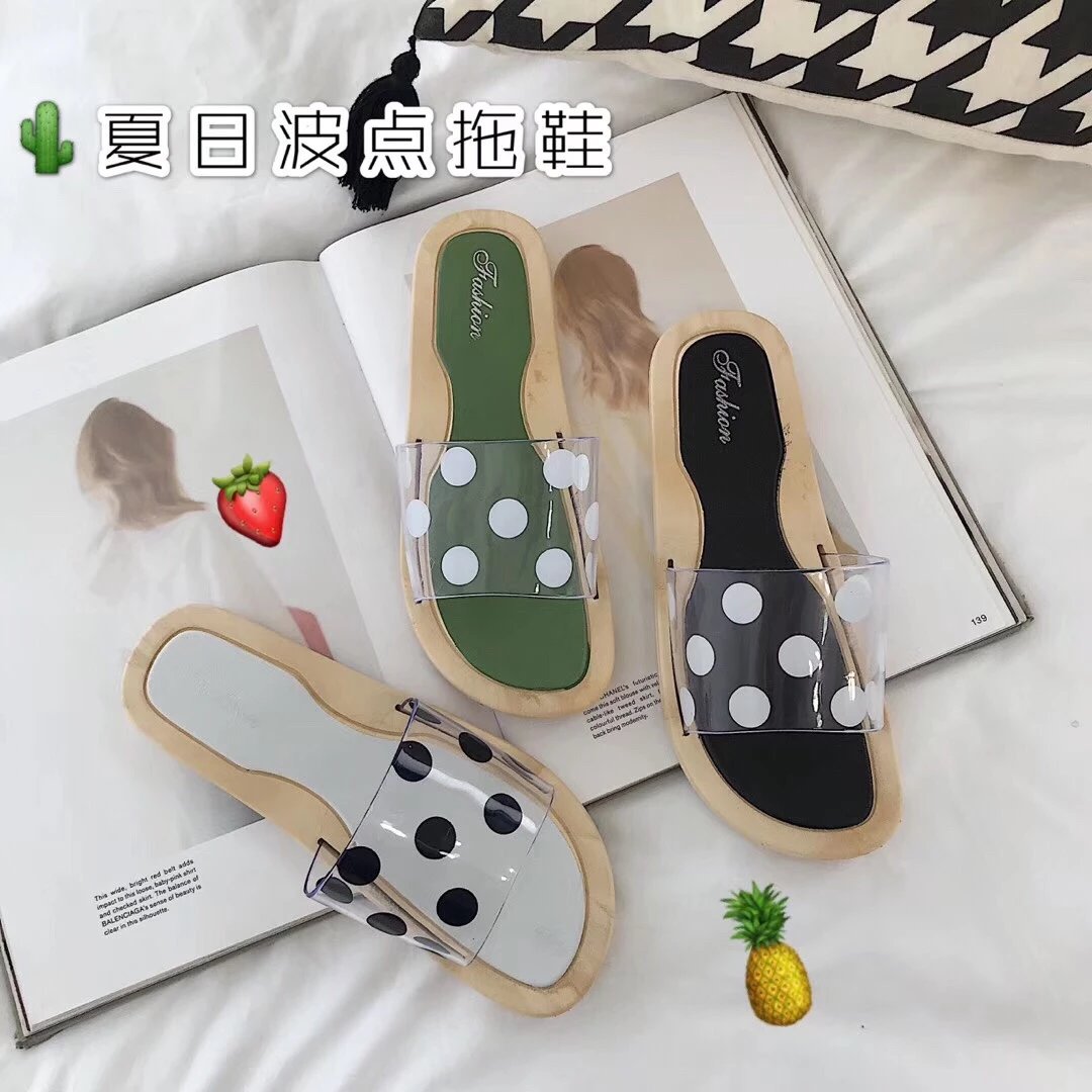 网红波点拖鞋