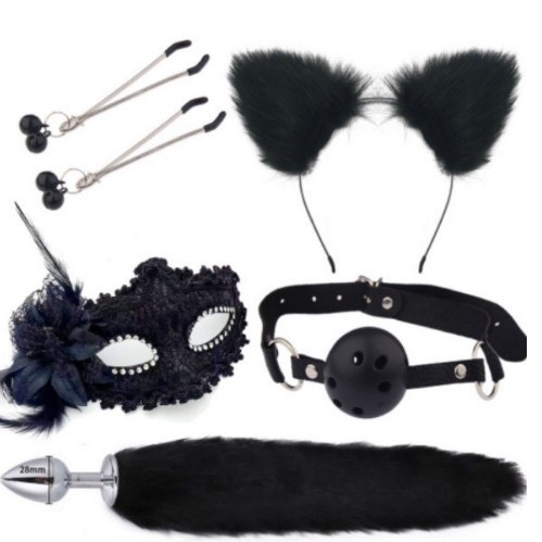 Sex Mask Ears Couple's Rear Anal Plug Women's Metal Sex suit Fox Tail suit