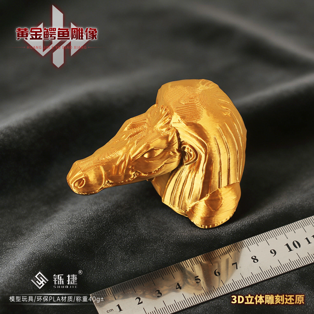 Shuo Jie Delta Peripheral Red 3D Gold Crocodile Head Statue Ornament Decoration Collectible Prop Toy