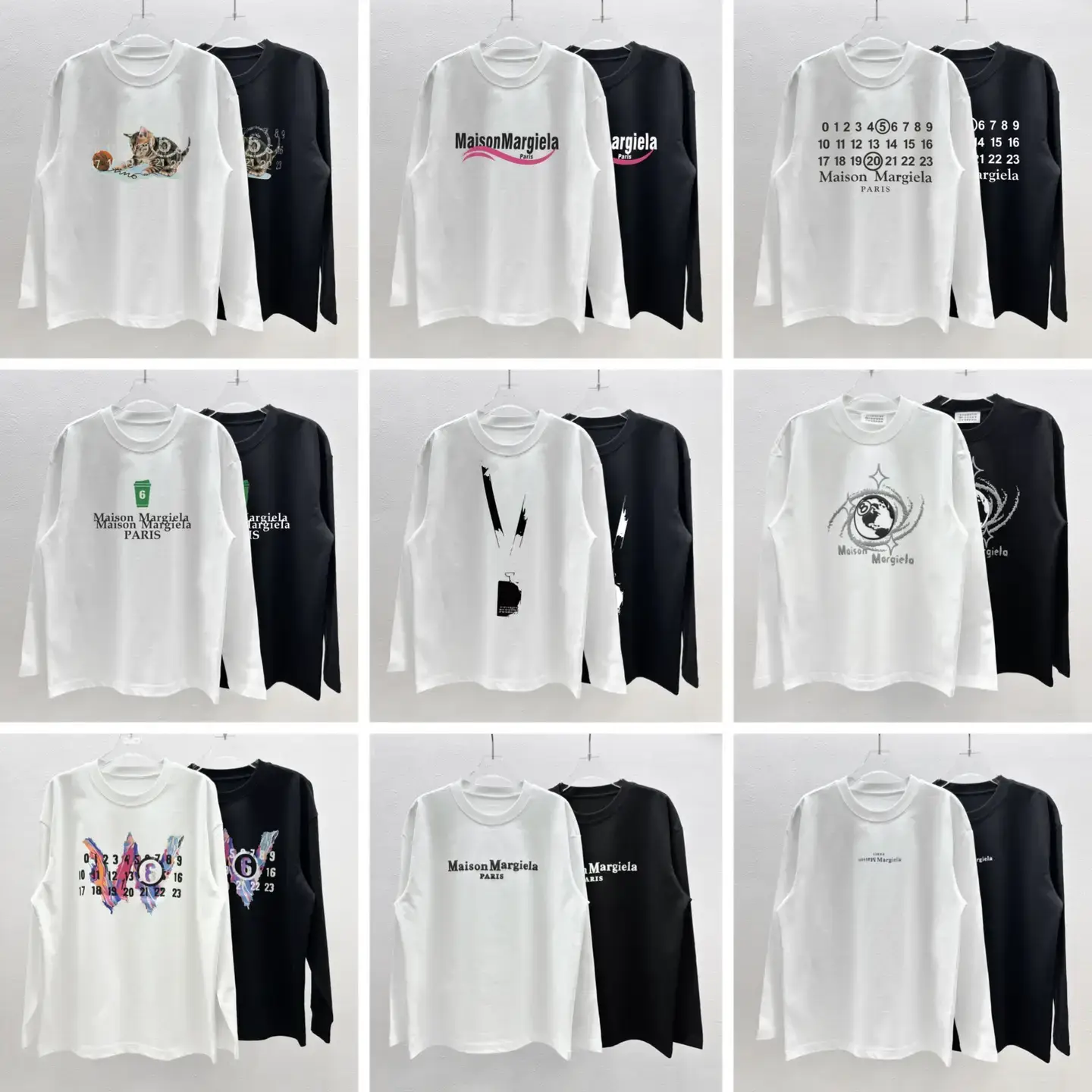 Cross-Border Supply of Pure Cotton Double Yarn Men's T-Shirts Long-Sleeved High Quality Spot Wholesale