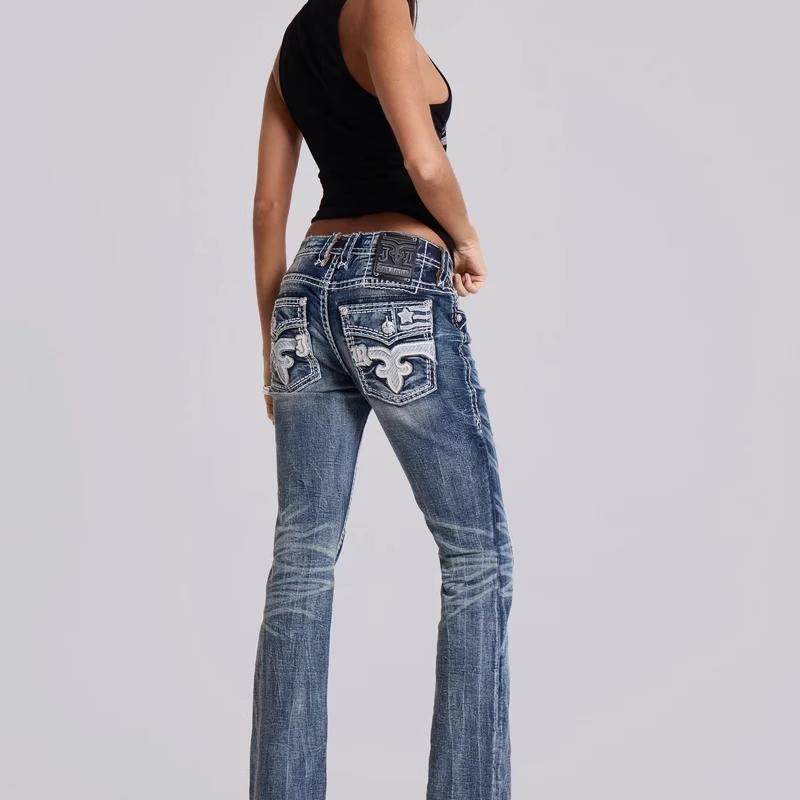 Jaded London X Rock Revival Straight-Leg Heavy Embroidery Slim-Fit Stretch Washed Denim Jeans