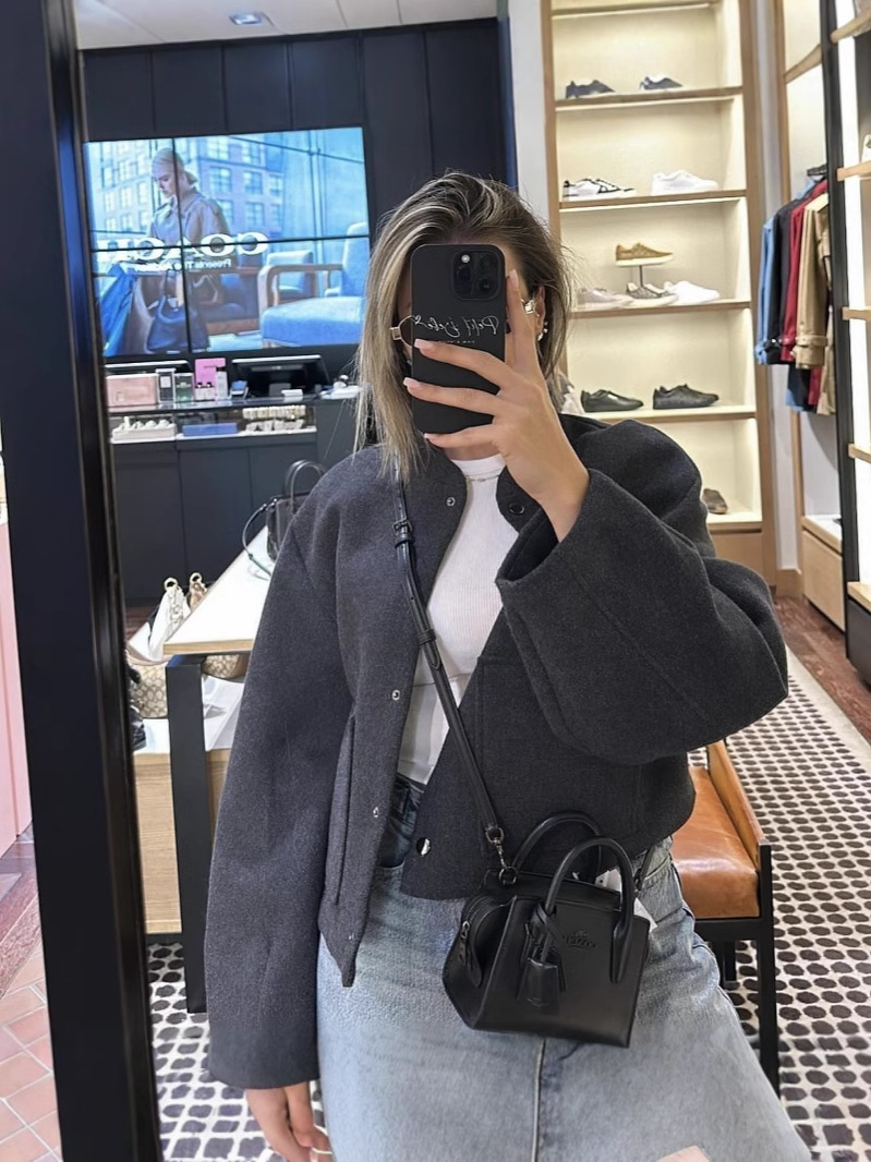 2024 Winter New Women's Clothing European and American Style Fashion Pocket Short Bomber Jacket Coat Commuter Top