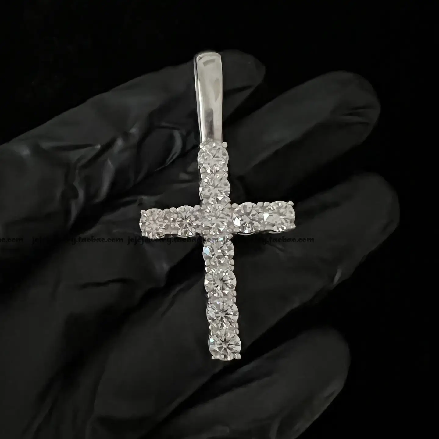 Claw Inlaid Moissanite S925 Sterling Silver Cross Pendant Necklace Hip-Hop Trendyy Accessories Cross Pendants