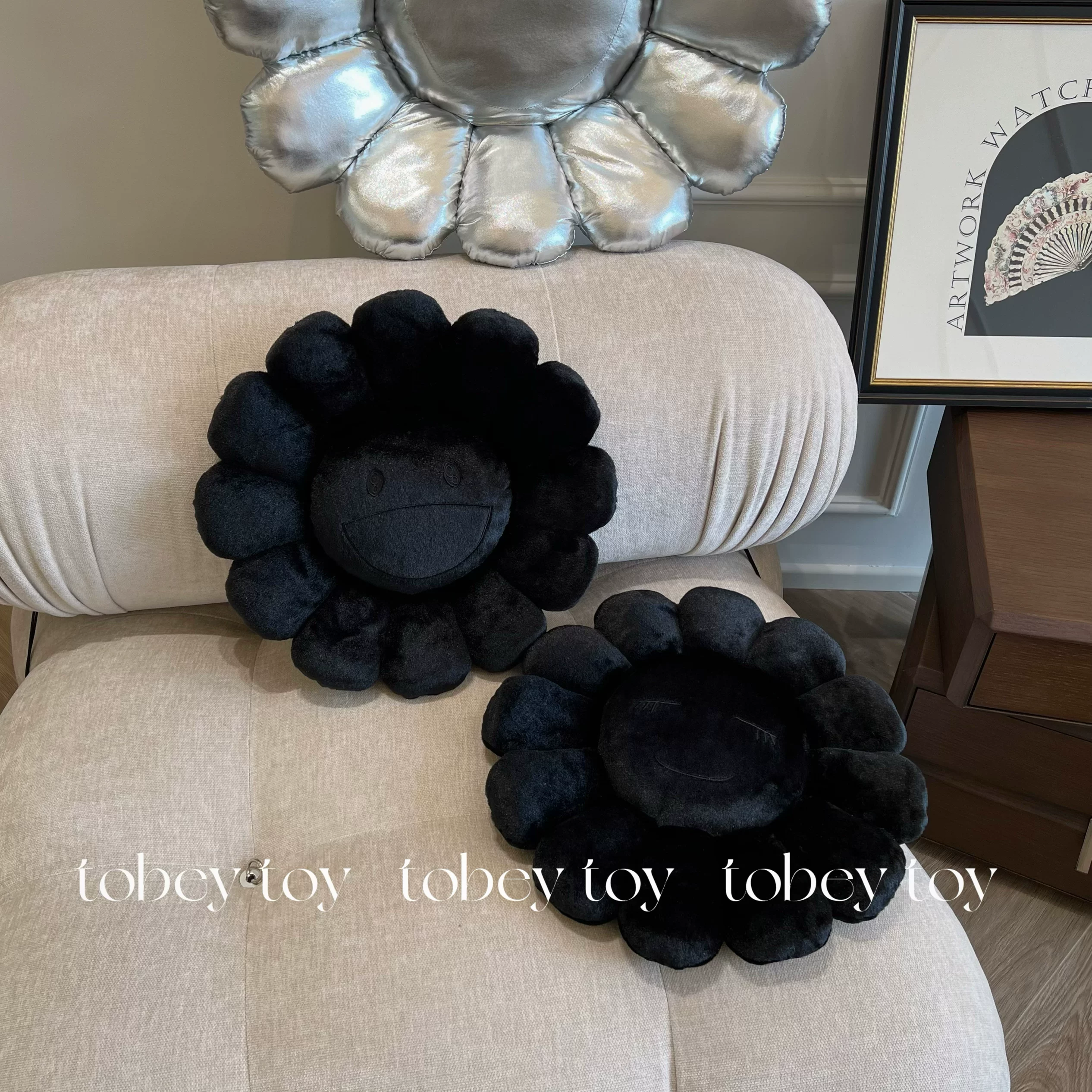 New Product All Black All Black Sunflower Pillow Cushion Home Decoration Sofa Cushion Plush Toy
