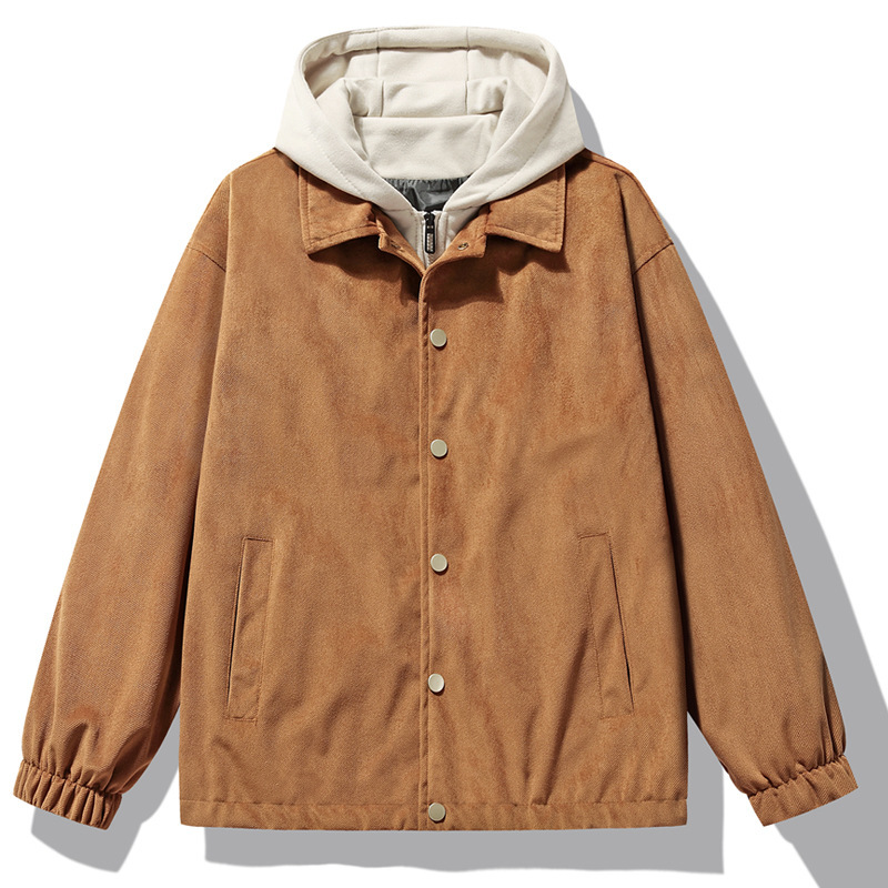 Hong Kong Style Casual Large Size 2023 National Fashion Sports Couple Neutral Collar Jacket Men's Jacket Men's Suede Jacket