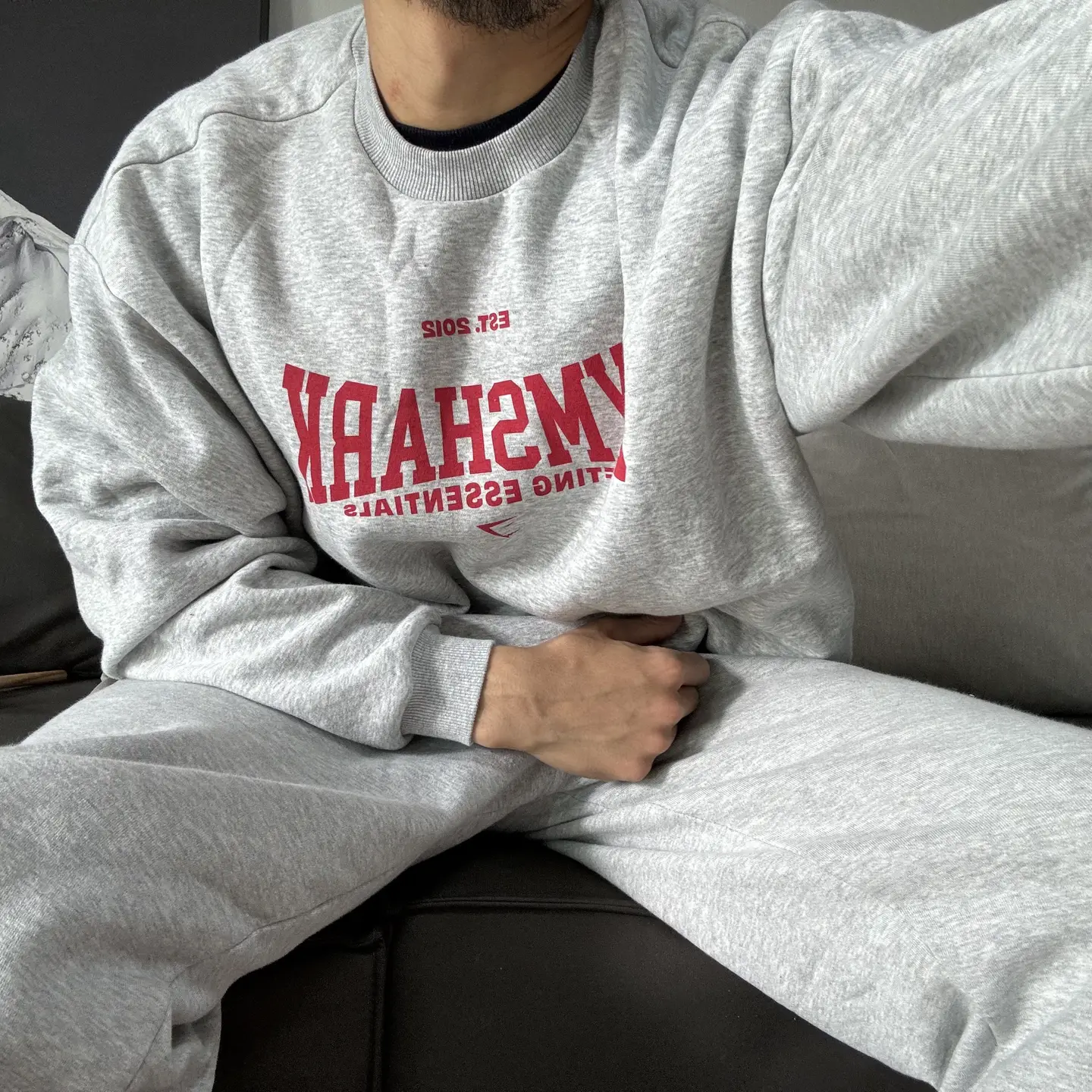 Super Popular Gymshark Lifting Essentials Loose and Warm Sports Suit Sweatshirt and Sweatpants
