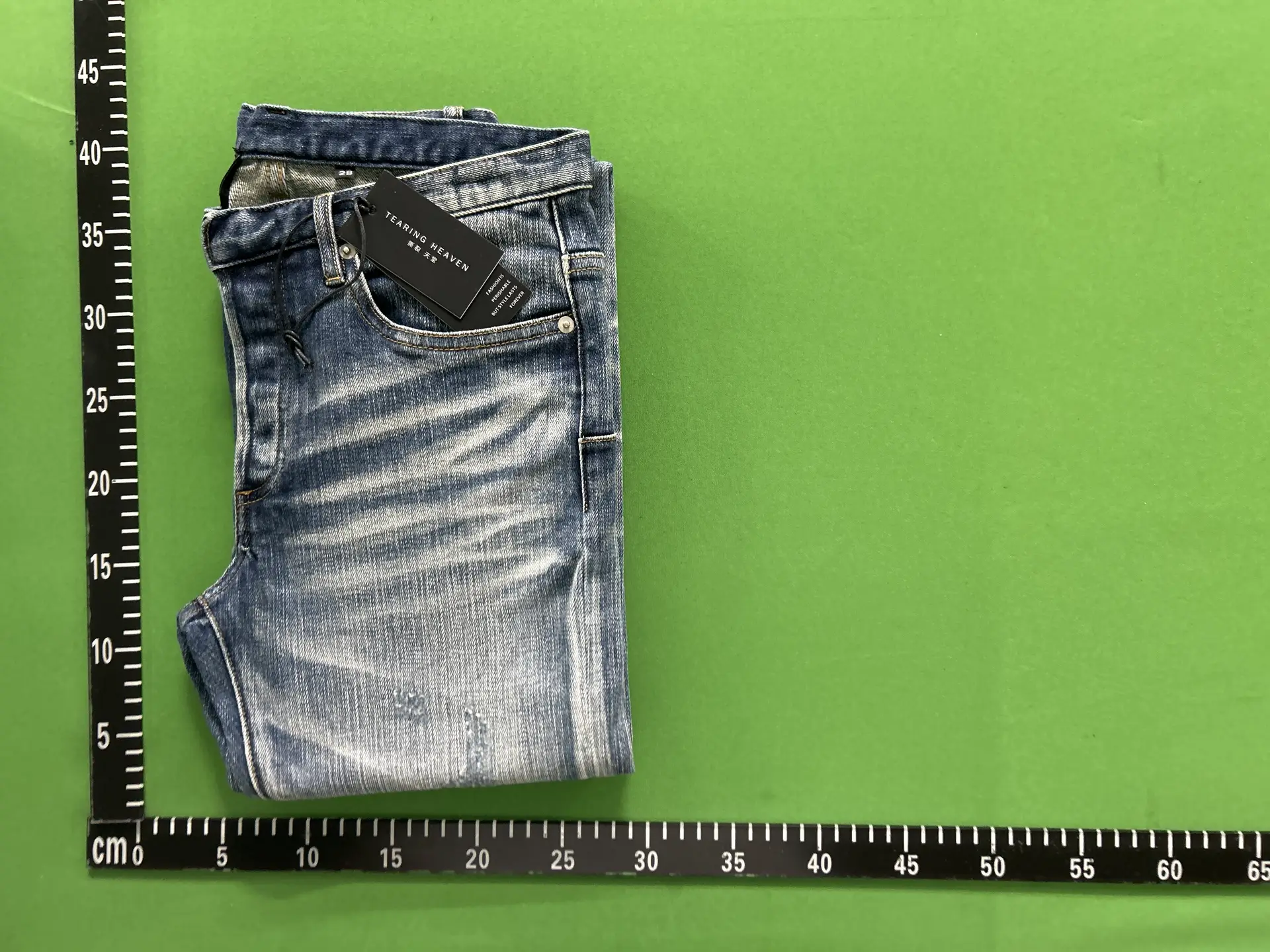Tearing Paradise TEAR Dh Blue Mist Blue Ghost Claw Cat Beard Slimming Heavy duty Jeans Hediboy Skinny