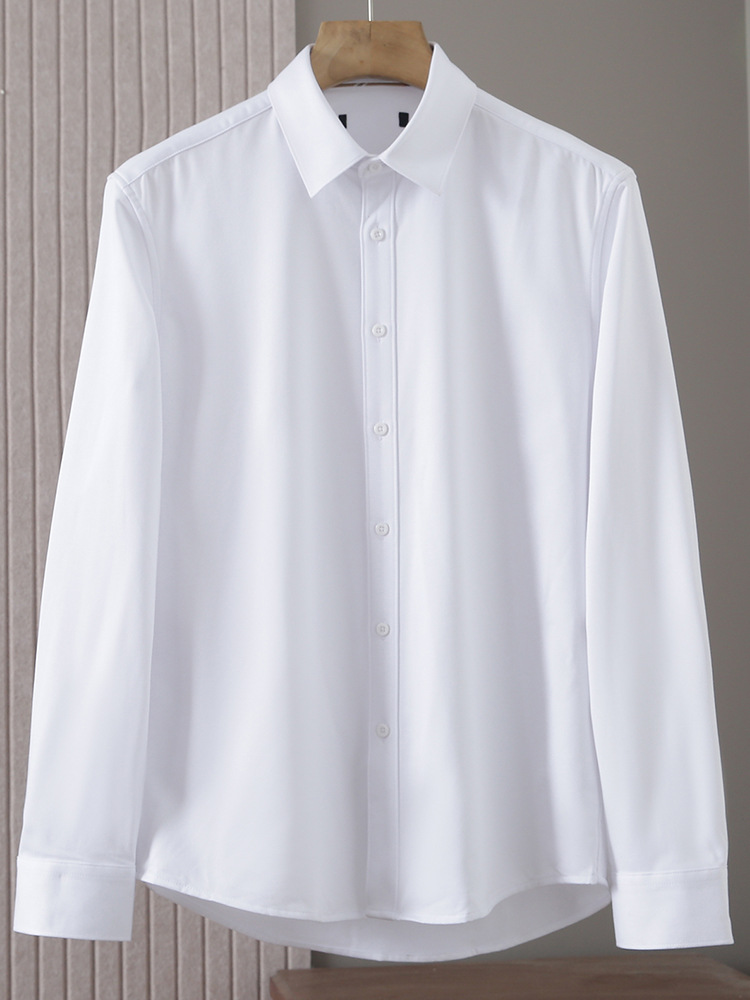 Hai Brand Long-Sleeved White Shirt for Men, Spring and Autumn Season, with Brushed Lining, Versatile Base Layer Casual Shirt for Men, 4Y208, No Ironing Needed
