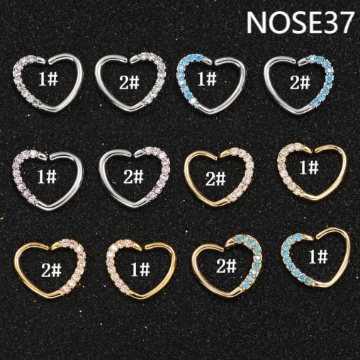 in stock European and American body piercing jewelry nose ring love micro-inlaid zircon ear bone nail heart-shaped nose advanced sense ear nail