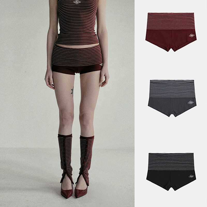 Korean Badblood Bcac Series American Sexy Stripesd Sports Shorts Women's Slim Three-Quarter Pants Hot Pants Trendy