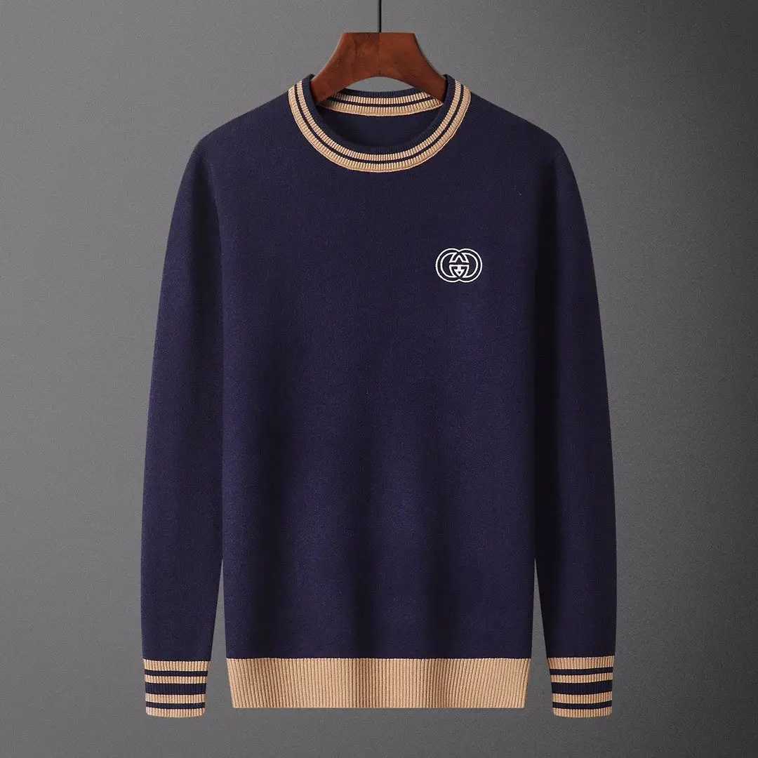 [-] Autumn and winter letter jacquard round neck long sleeved knitted sweater collection