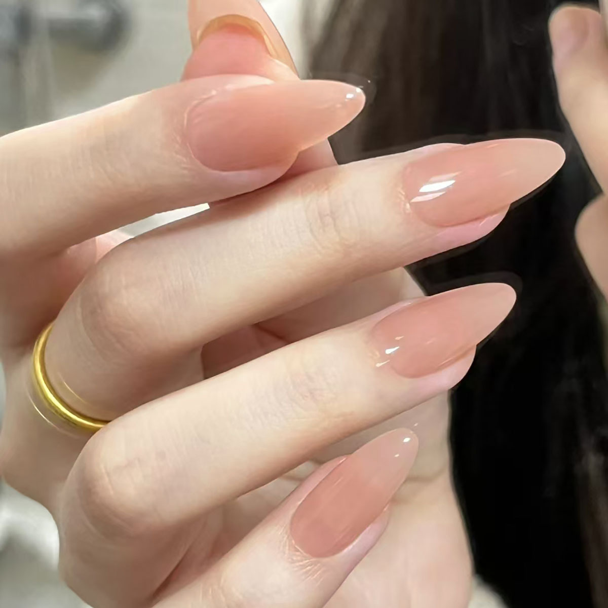 Sub-code nail nude almond nail burst flash white wearing nail detachable wearing nail patch factory wholesale