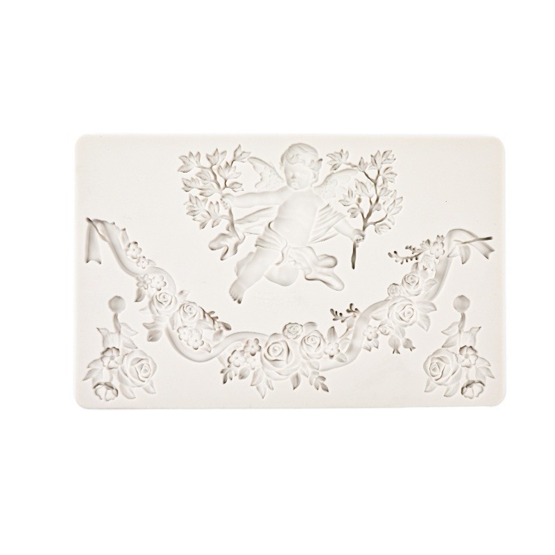 European-style Angel Vintage Embossed Flip Cake Silicone Mold Wrap Flower Flap Chocolate Decorative Flip Cake Mold