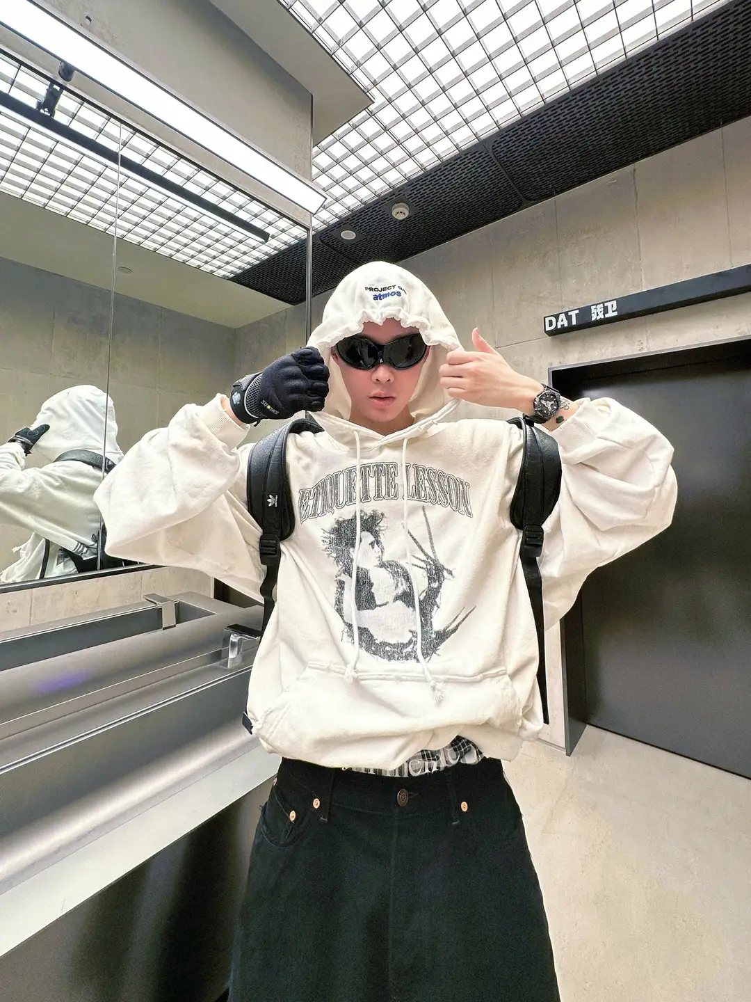 Grailz Niche Trendy Brand Scissorhands Edward Washed Vintage Hoodie High Street American Casual Loose Sweatshirt