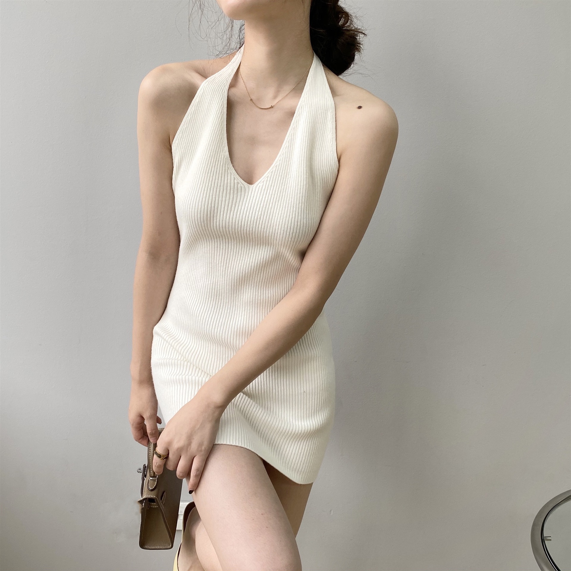 Jiazhi Sexy Slim Skinny Summer Backless Design Neck Hip Skirt Women's New B8153