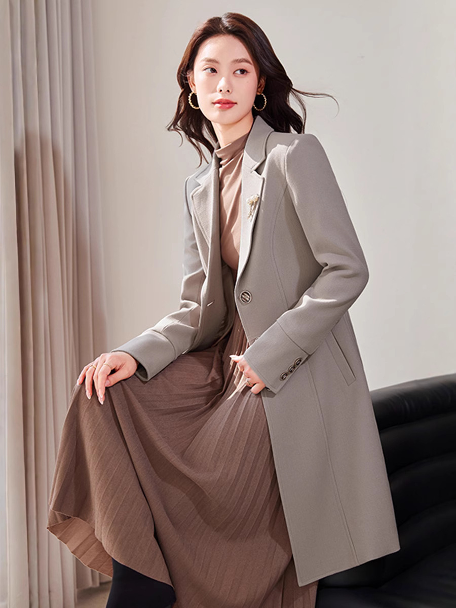 Windbreaker coat women's 2024 spring autumn winter new fashion long suit plus size chubby girl small woolen coat