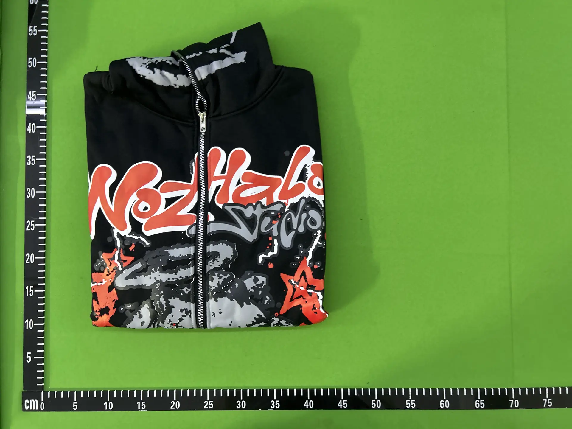 Nozomi cartoon print zipper hoodie loose sweater