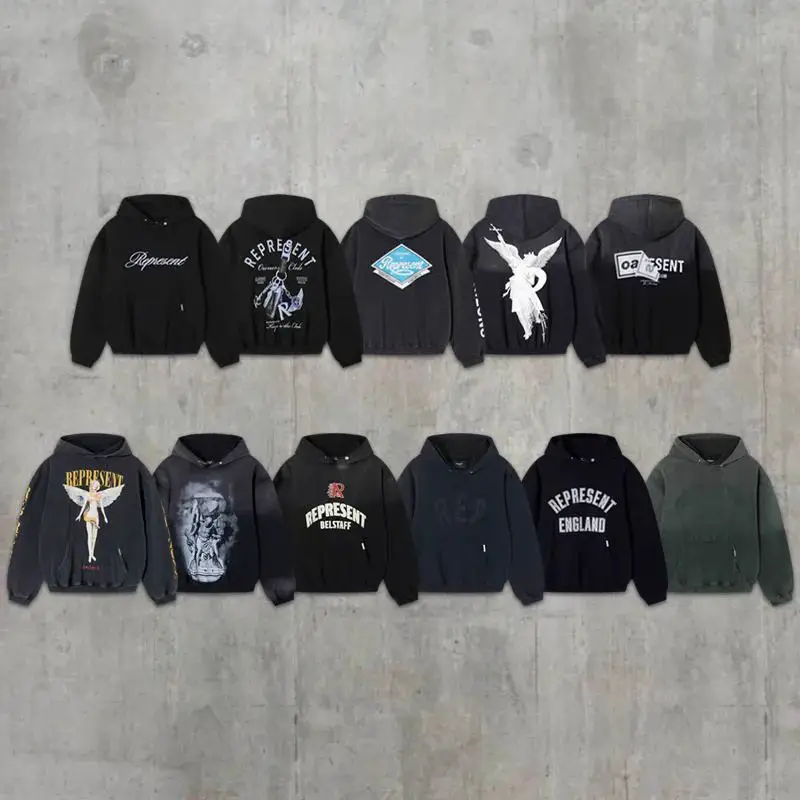 Lili Present Retro Washed Vintage Series Hoodie Pattern Printed Ins High Street Men's and Women's Loose Hoodie Hoodie