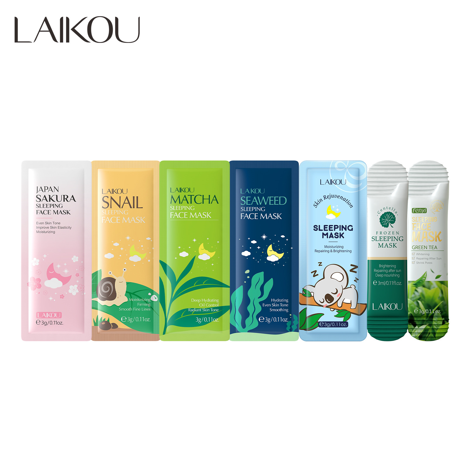 Cross-Border Laikou Fen Yi Sleep Mask Sheet Facemask Mask Set No-Rinse Application-Type Full English Mask